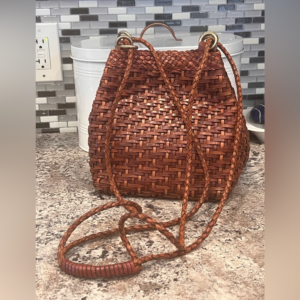 LJS Collection vintage woven crossbody bag